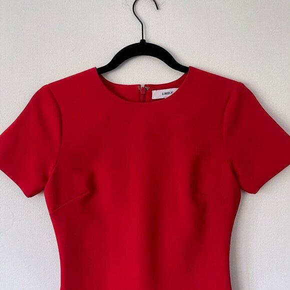 Likely Size 2 Manhattan Mini Dress Scarlet Red Short Sleeve Career Slim Fit - Picture 8 of 10